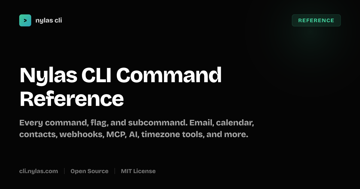 Command Reference for Email, Calendar & MCP | Nylas CLI
