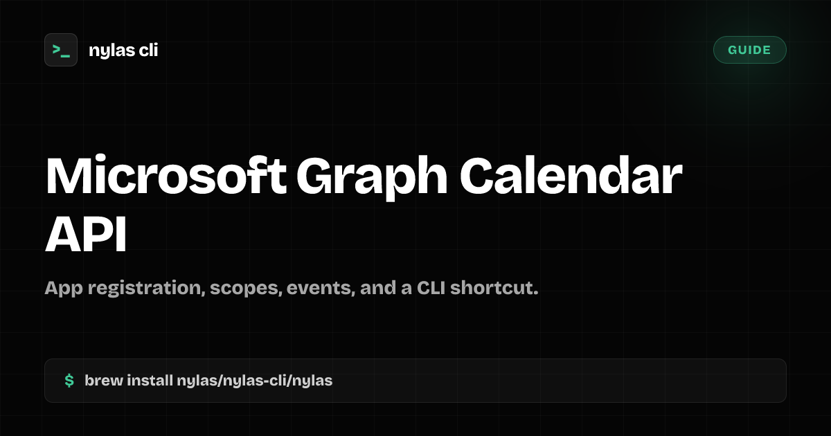 Microsoft Graph Calendar API Quickstart | Nylas CLI