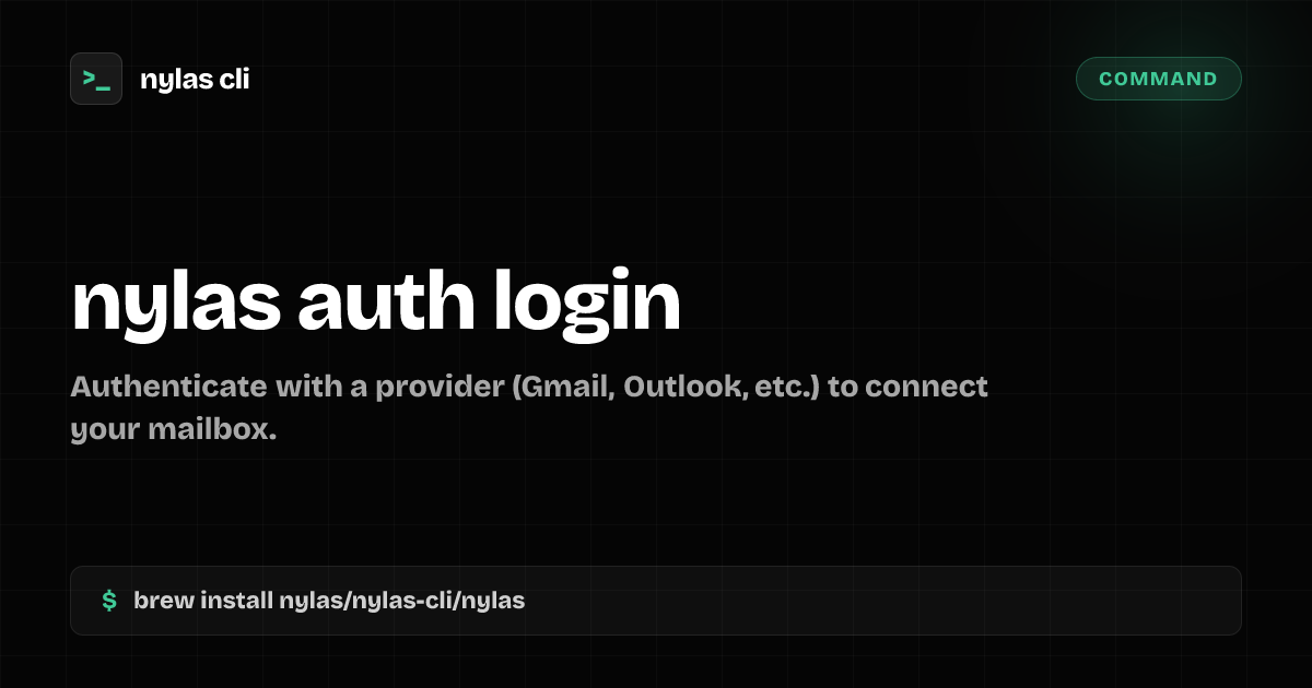 nylas auth login command | Nylas CLI