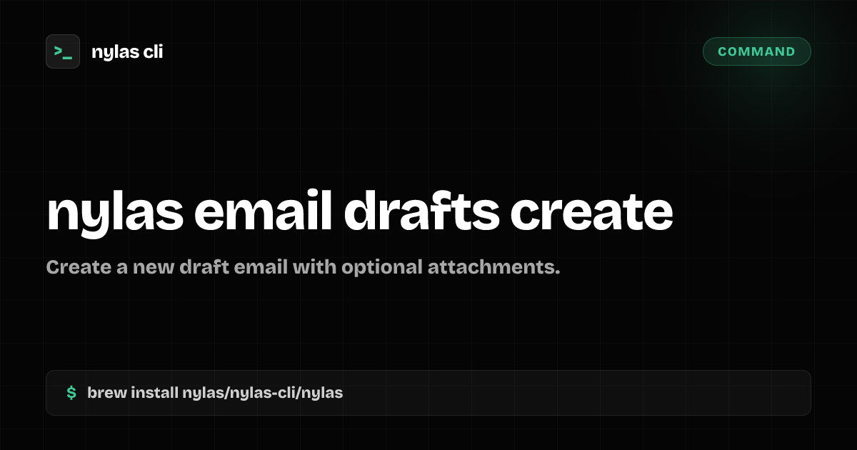 nylas email drafts create command | Nylas CLI