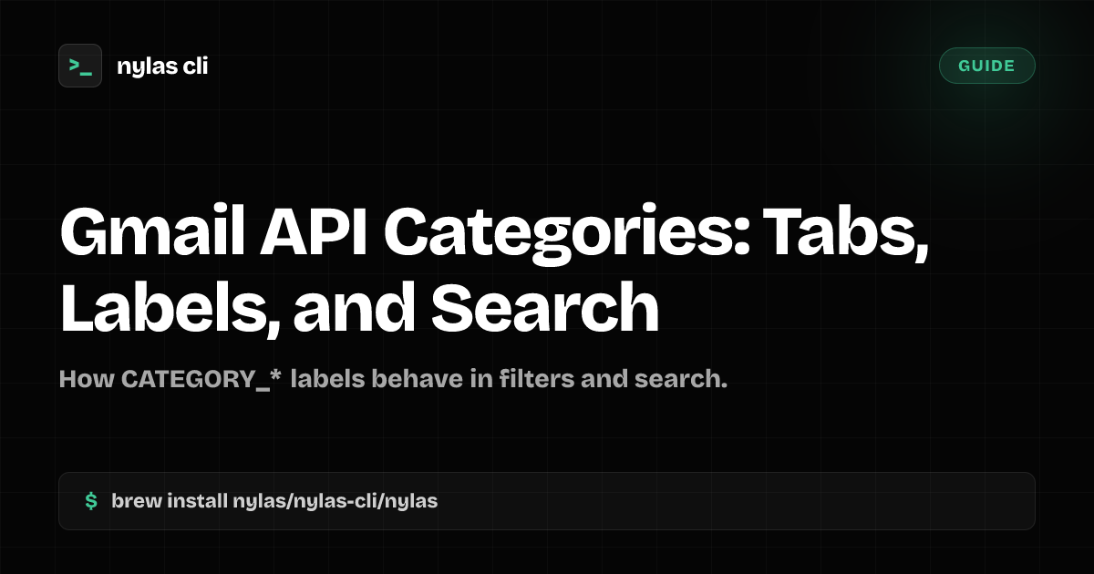 Gmail API Categories: Tabs, Labels, and Search | Nylas CLI