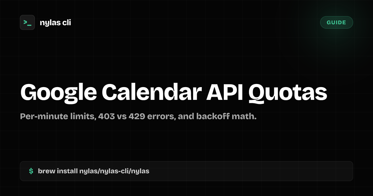 Google Calendar API Quotas and Limits | Nylas CLI